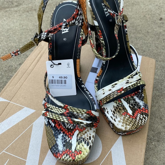 Zara High-heel Multi-Color Animal Print Sandal - Picture 5 of 6